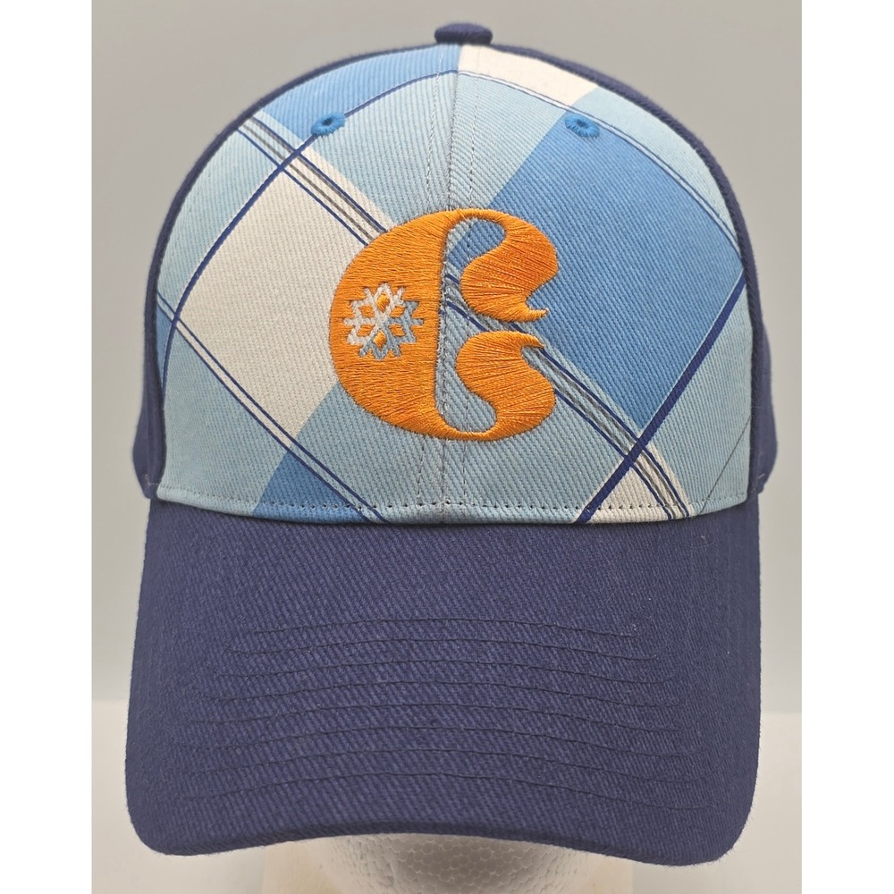 Spyder Ski Strapback Cap Blue Plaid Snoqboard Hook and Loop Hat Season F10